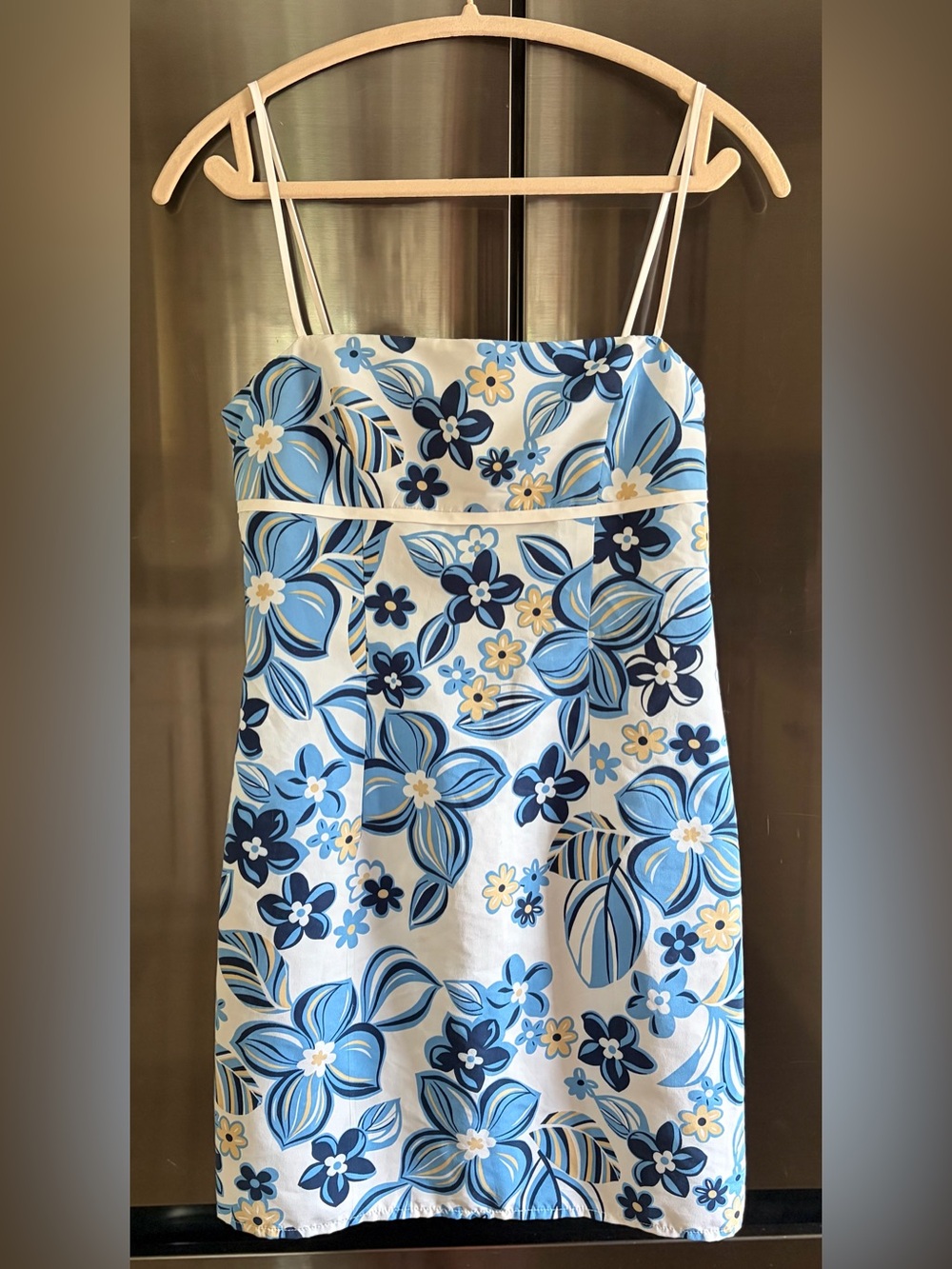 Reversible Blue/White Boho Chic Floral Mini Dress EUC Sz 7 Resortwear Cruisewear